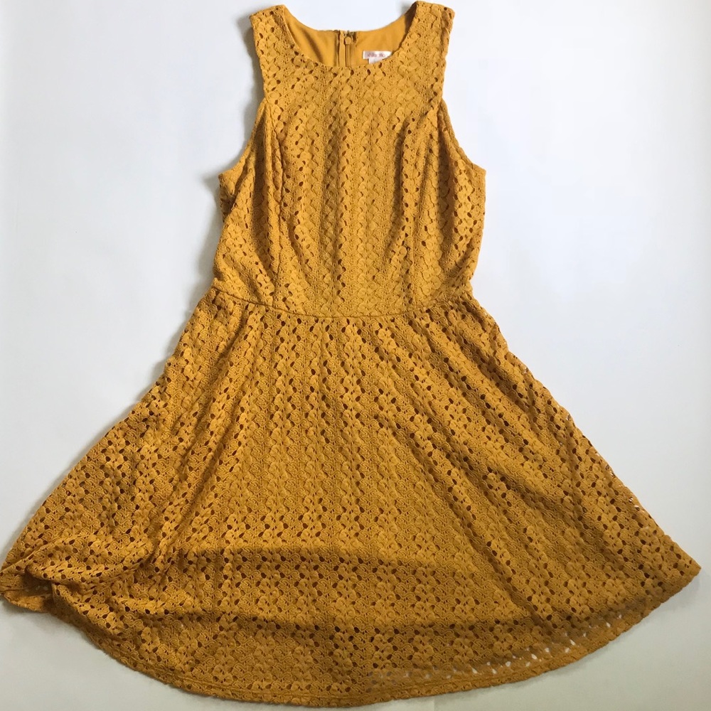 Mustard Lace Sun Dress Large New